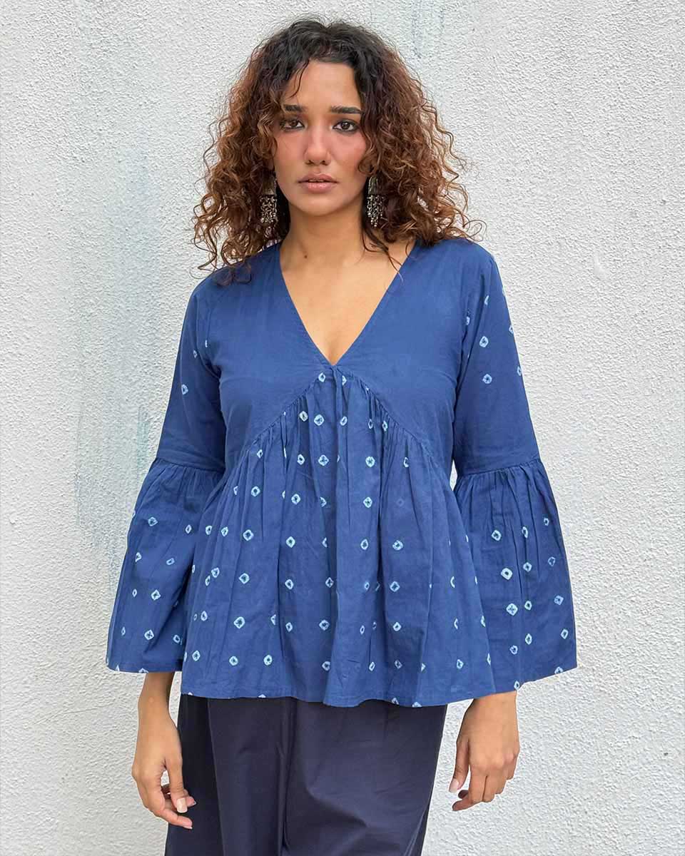 Bluebird Bandhej Cotton Top