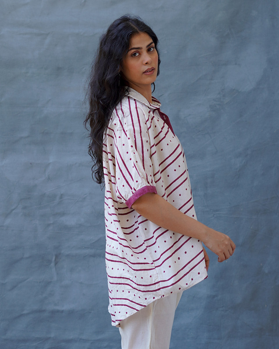 Megha Re Ivory Block Printed Cotton Shirt - WW