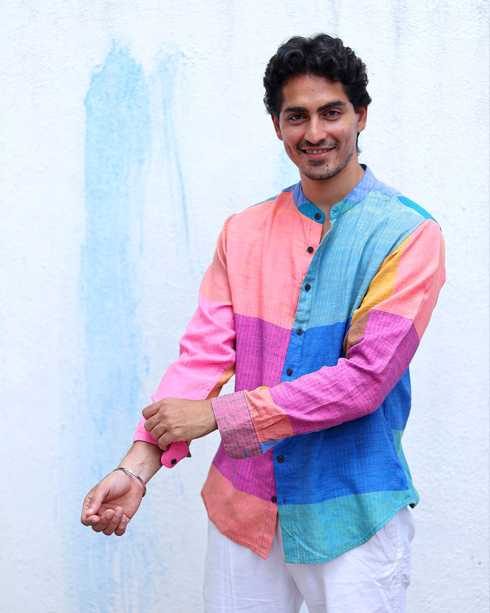 Aarav Multi Colours Handwoven Cotton Shirt - TOF