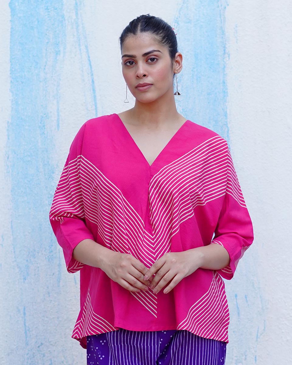 Fiza Pink Handblock Print Cotton Top - BFG