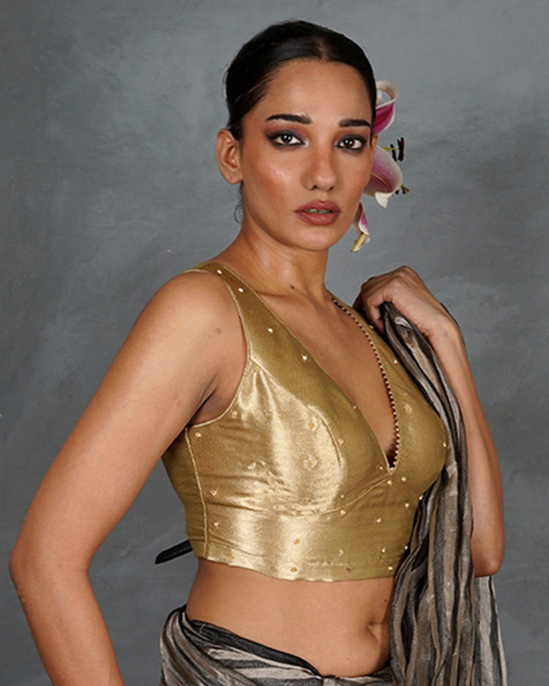 Seek Radiance Golden Tissue Silk Blouse - TARA