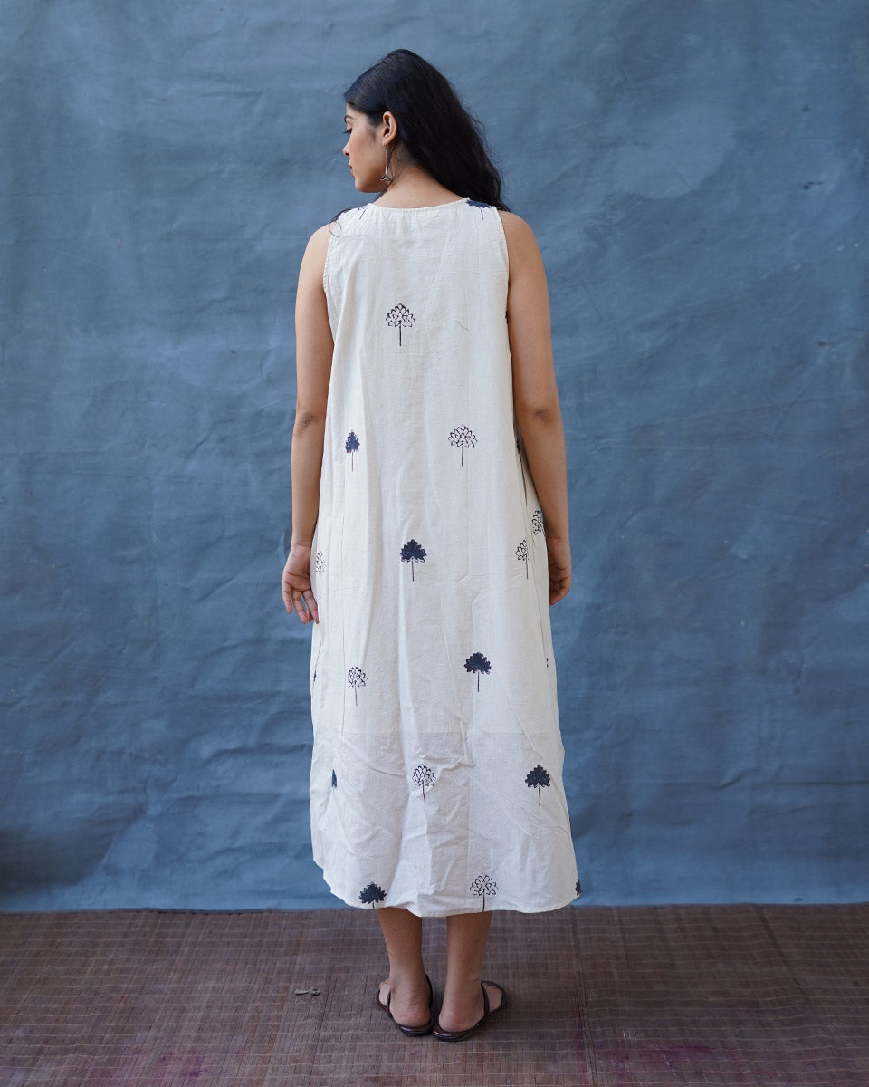 Cloudnight Ivory Block Printed Dress - BMS