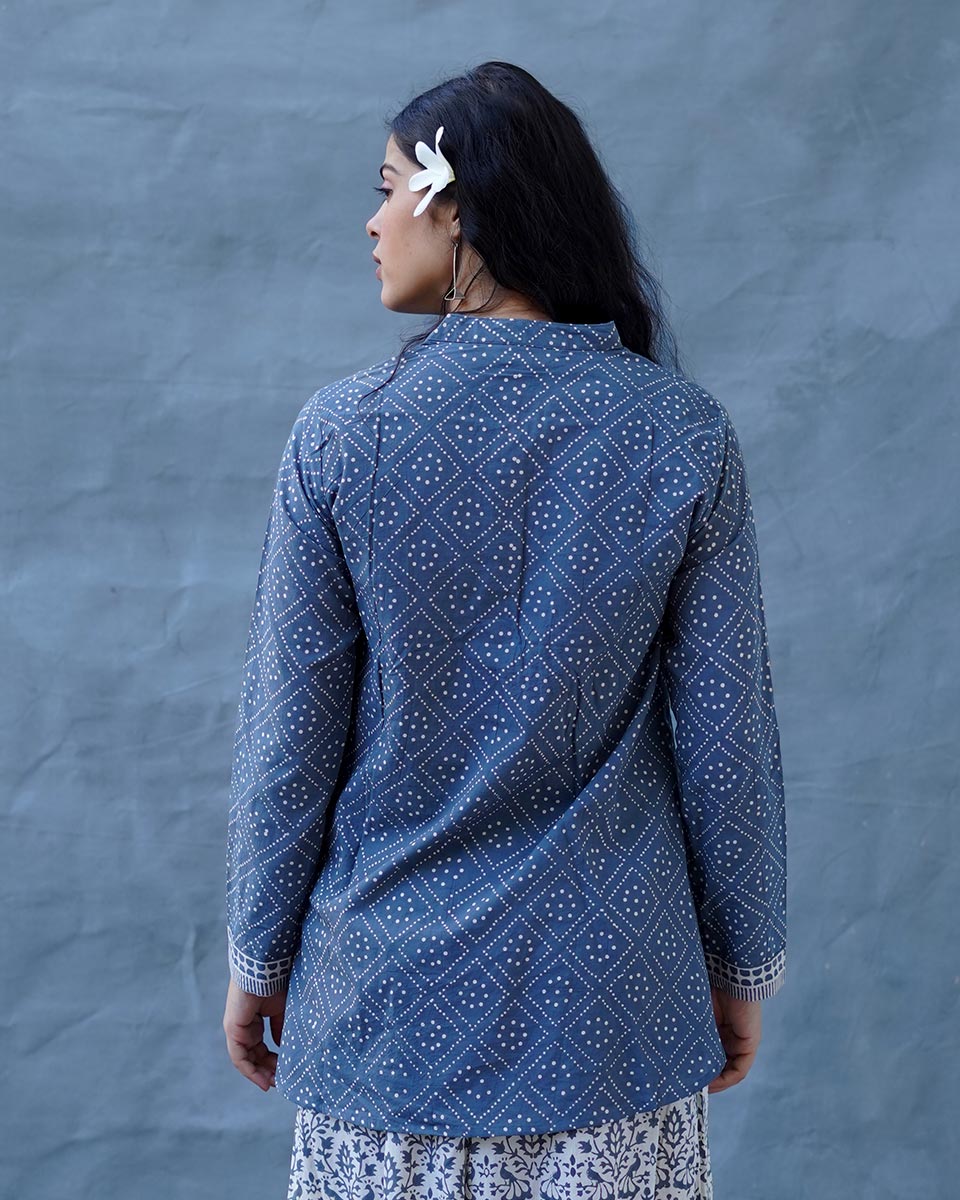 Silt Light Grey Block Printed Top - BMS