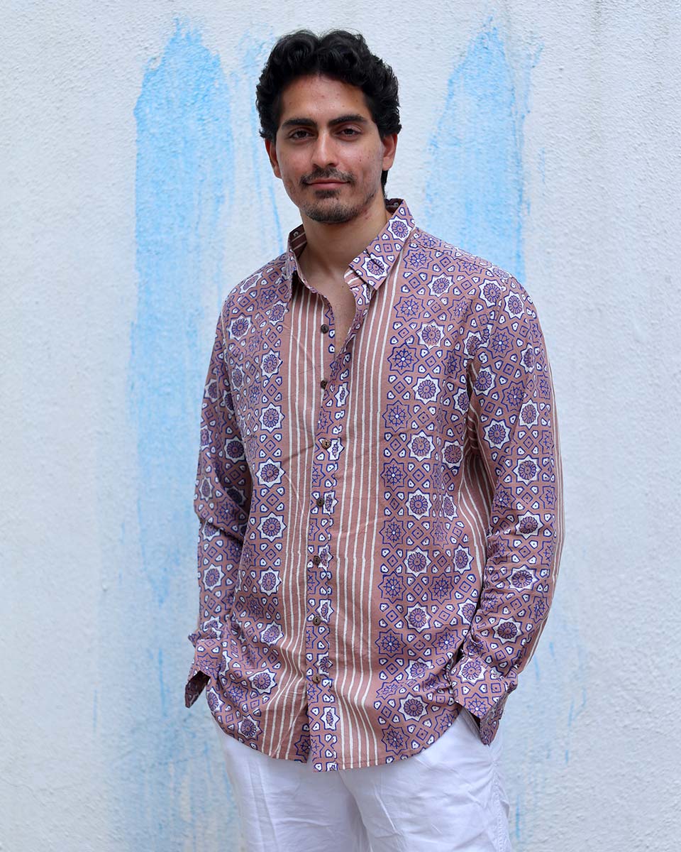 Revaaz Multi Colours Hand Block Print Cotton Shirt -TOF