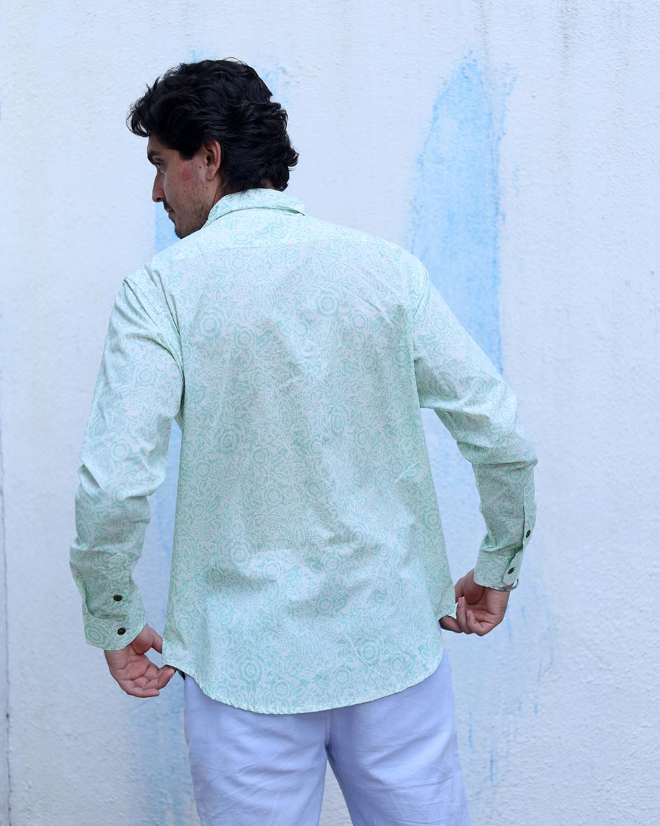 Kabir White Hand Block Print Cotton Shirt -TOF