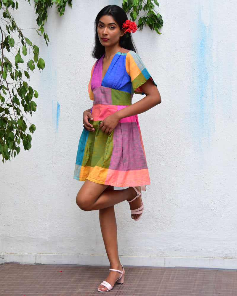 Multicolor Mirage Handwoven Cotton Dress - Rc