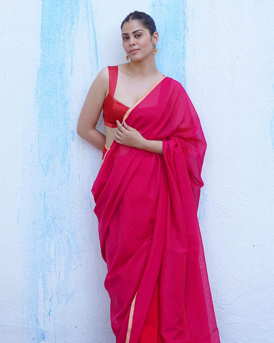 Aphrodite Pink Handwoven Cotton Saree - NTC
