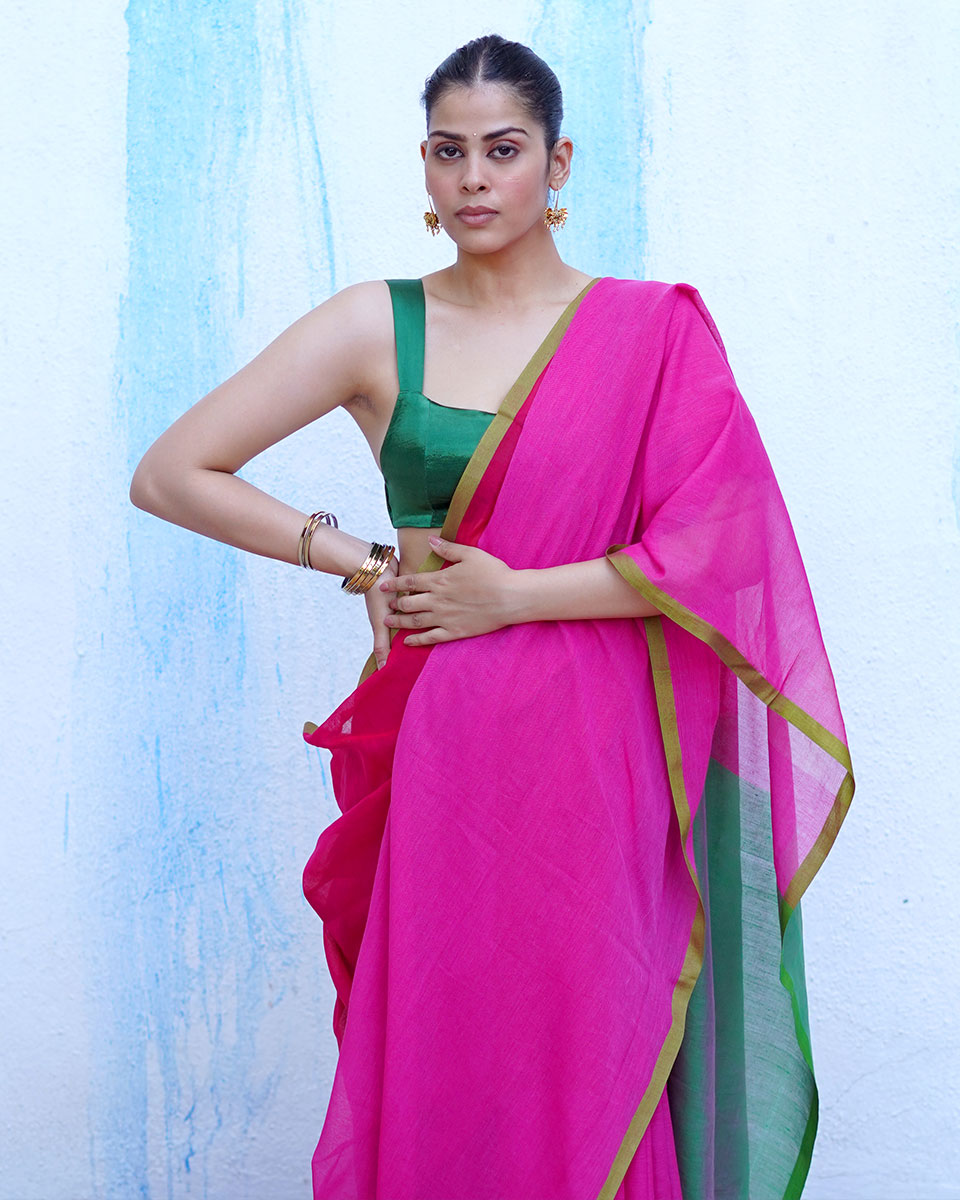 Demeter Pink Handwoven Cotton Saree - NTC