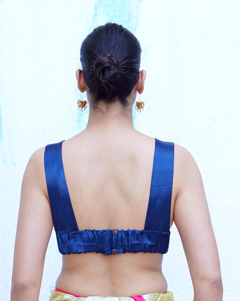 Enyo Blue Mashru Silk Blouse - NTC