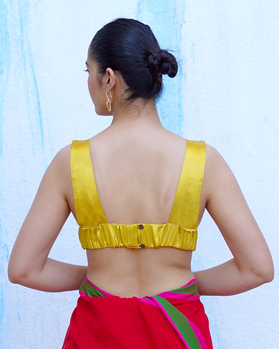 Nike Mustard Gold Mashru Silk Blouse - NTC