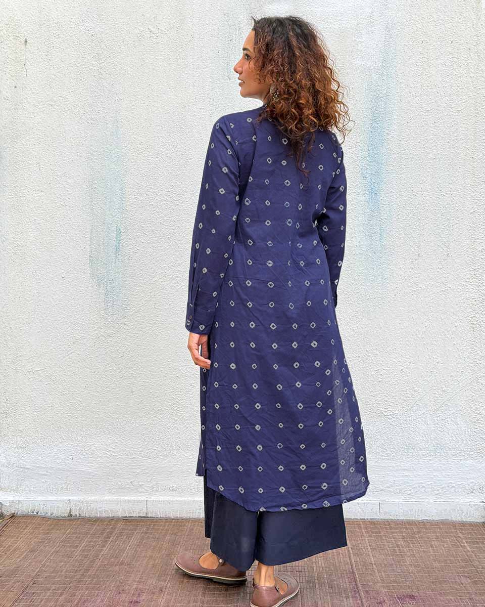 Midnight Waltz Bandhej Cotton Kurti