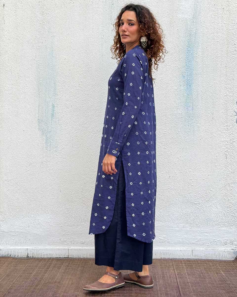 Midnight Waltz Bandhej Cotton Kurti