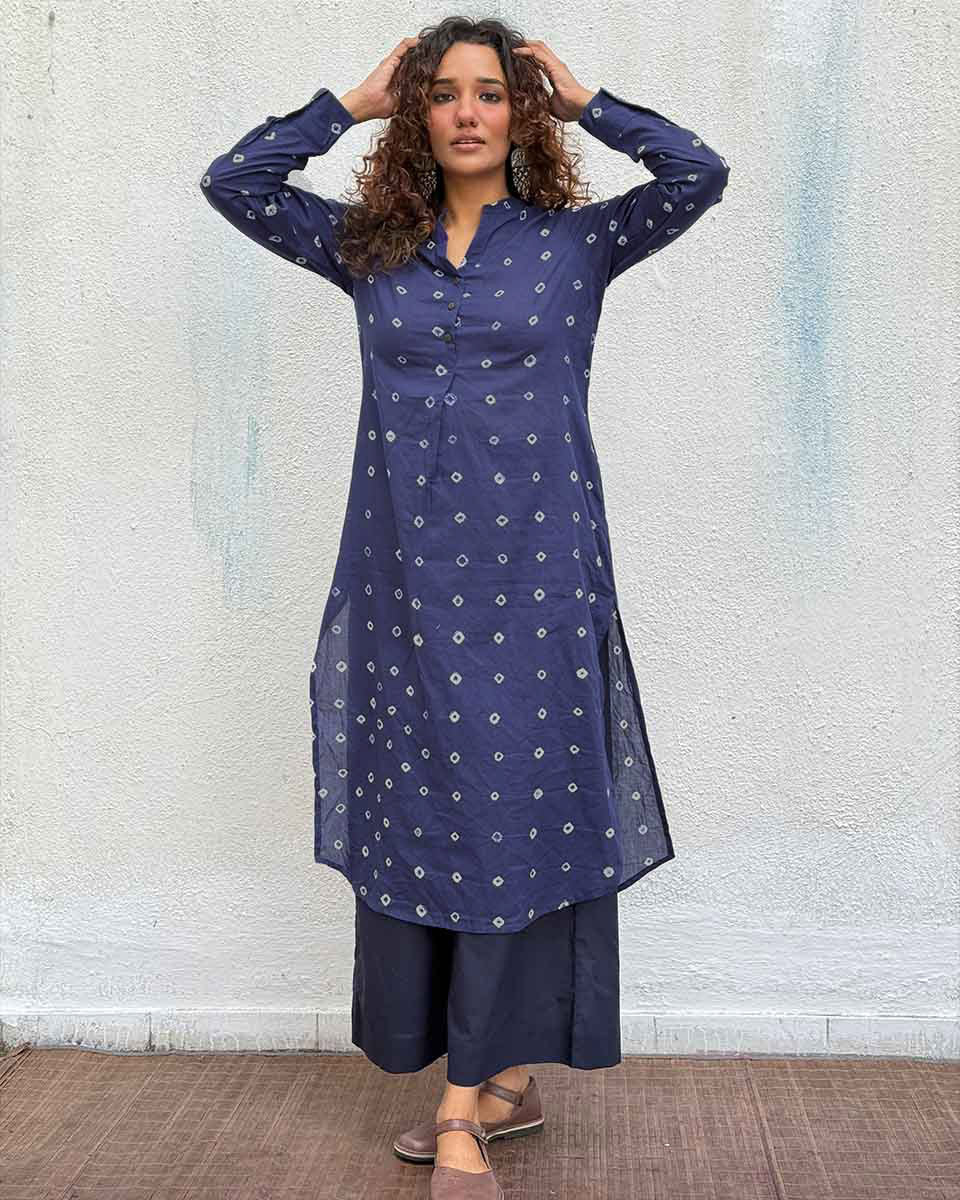 Midnight Waltz Bandhej Cotton Kurti