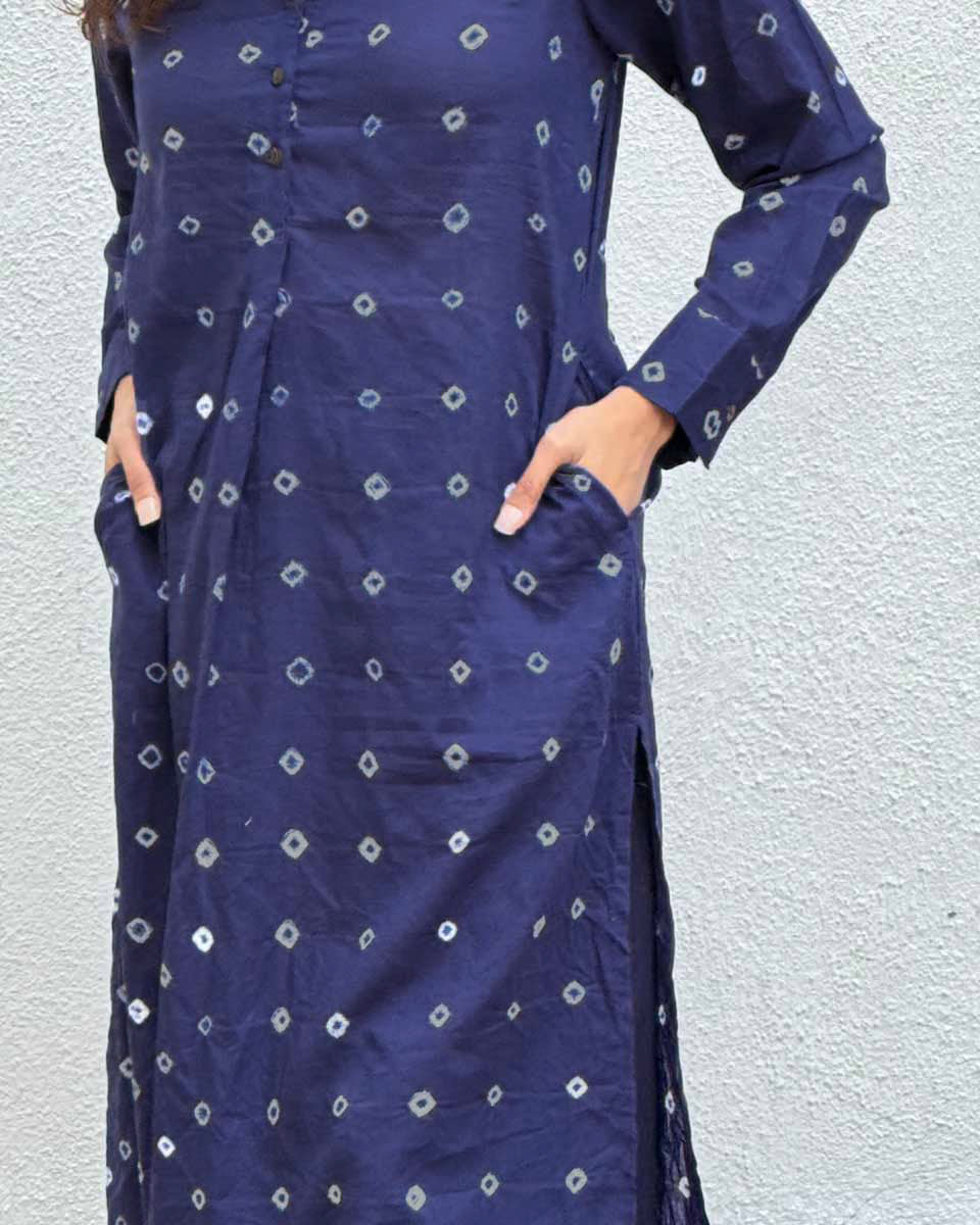 Midnight Waltz Bandhej Cotton Kurti