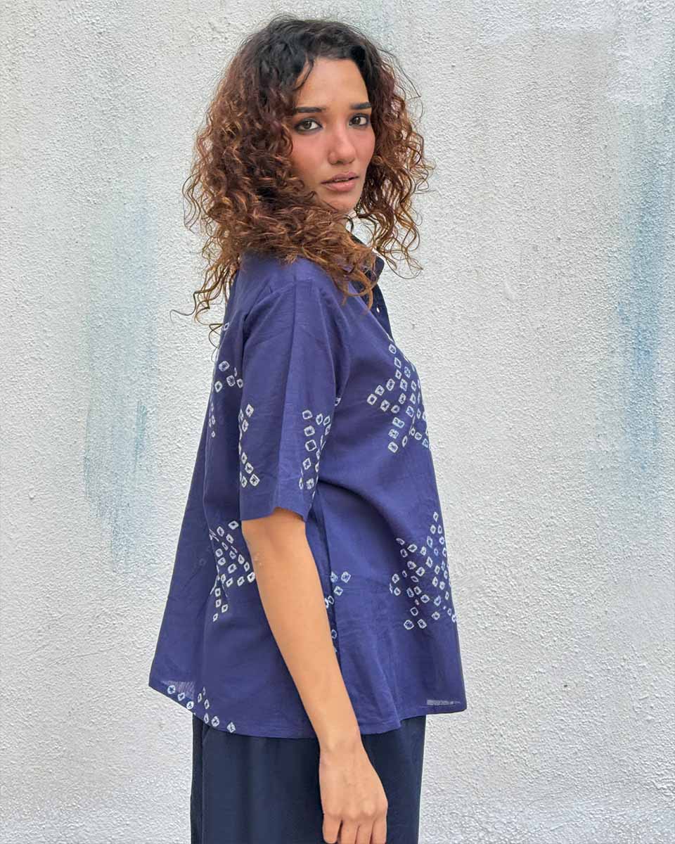 Madame Azure Bandhej Cotton Shirt