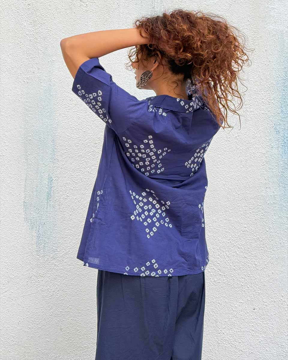 Madame Azure Bandhej Cotton Shirt