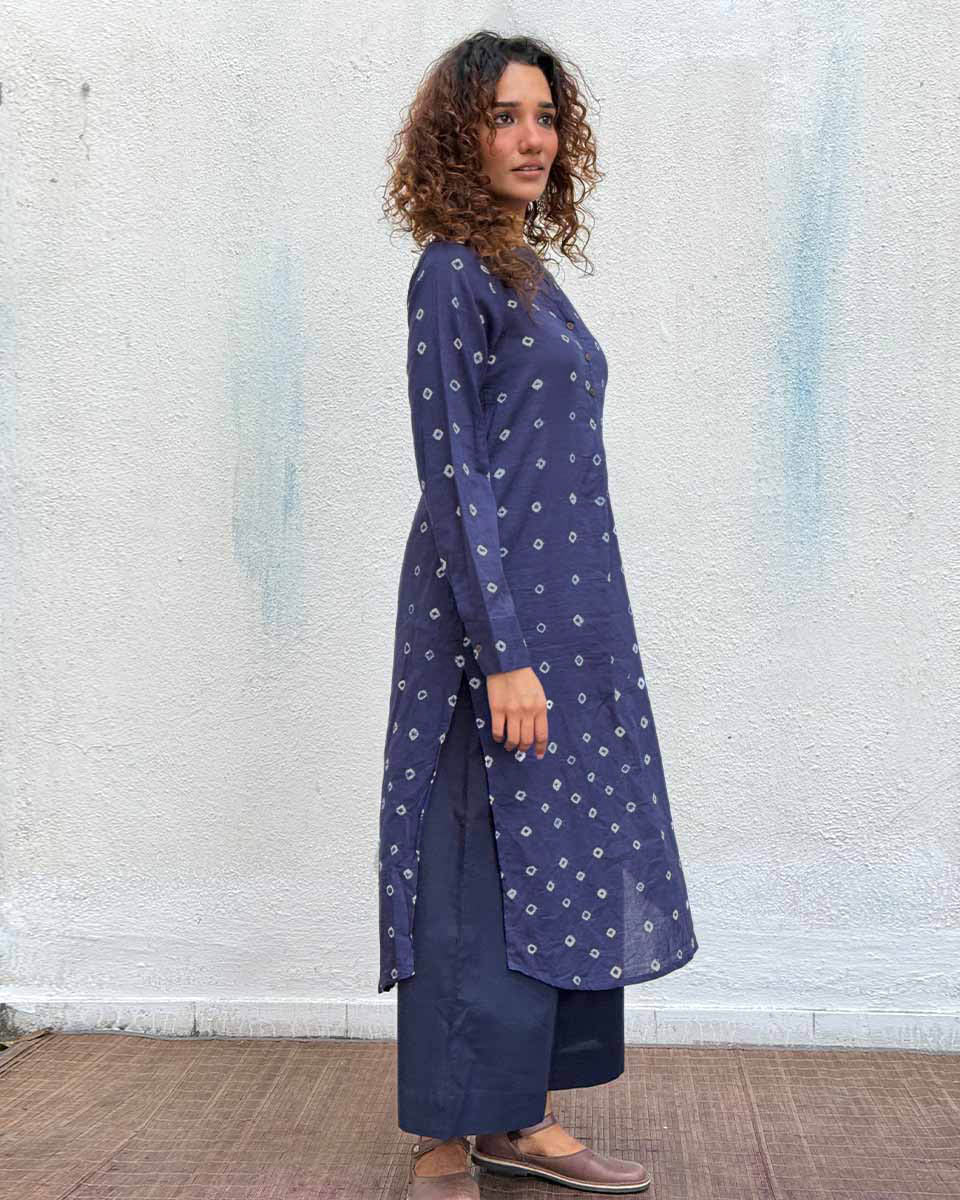 Midnight Waltz Bandhej Cotton Kurti