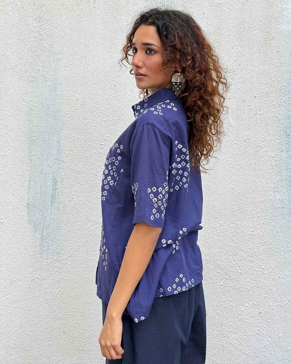 Madame Azure Bandhej Cotton Shirt