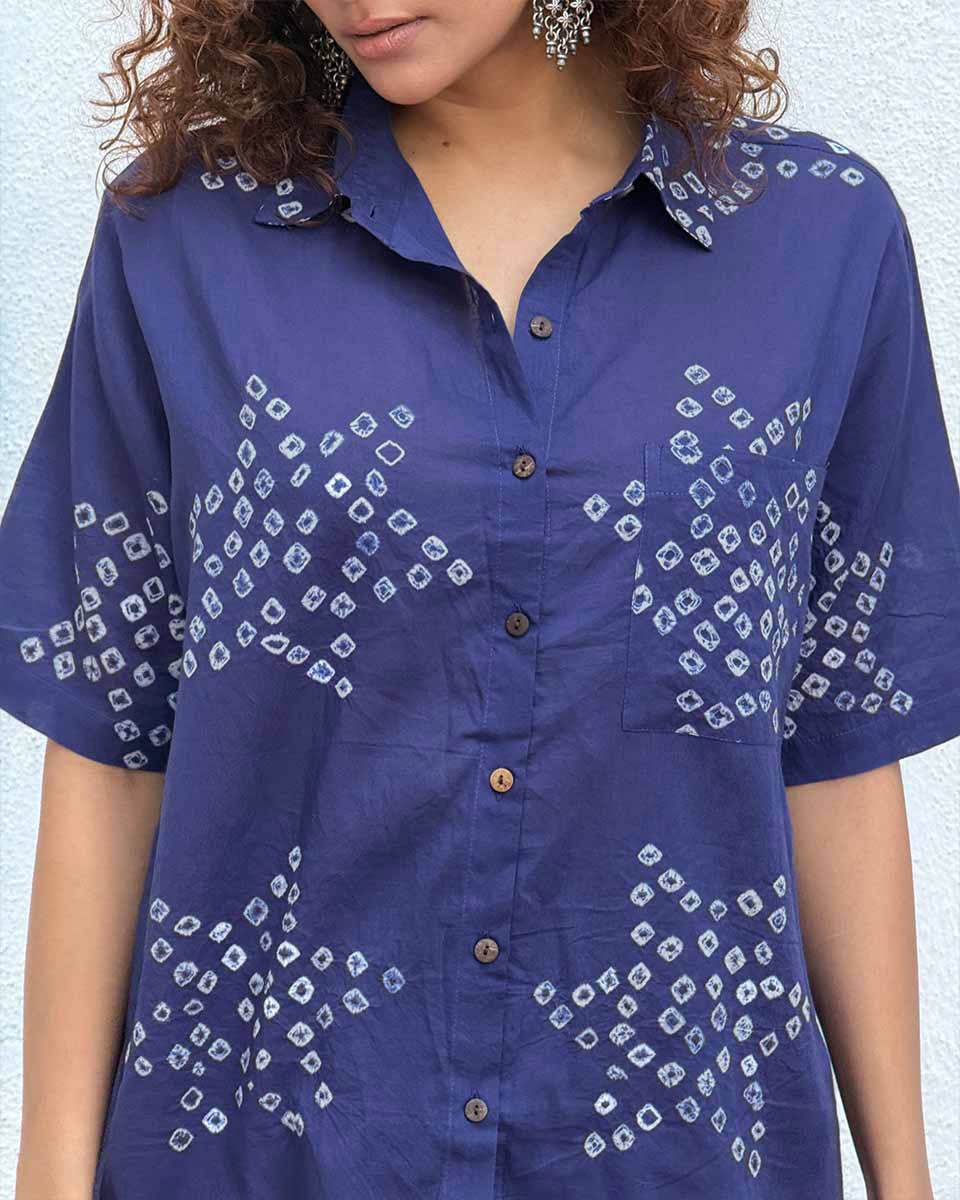 Madame Azure Bandhej Cotton Shirt