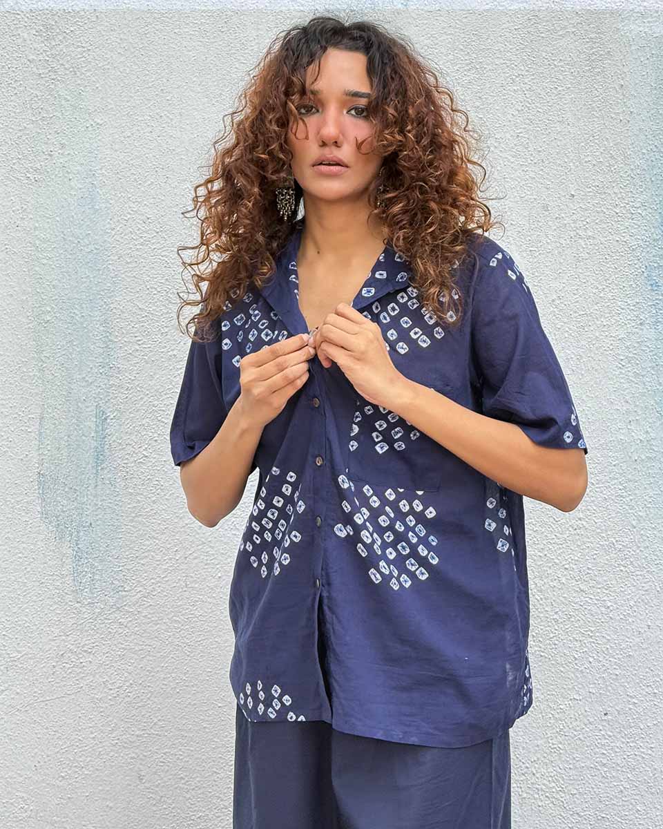 Iris Bandhej Cotton Shirt