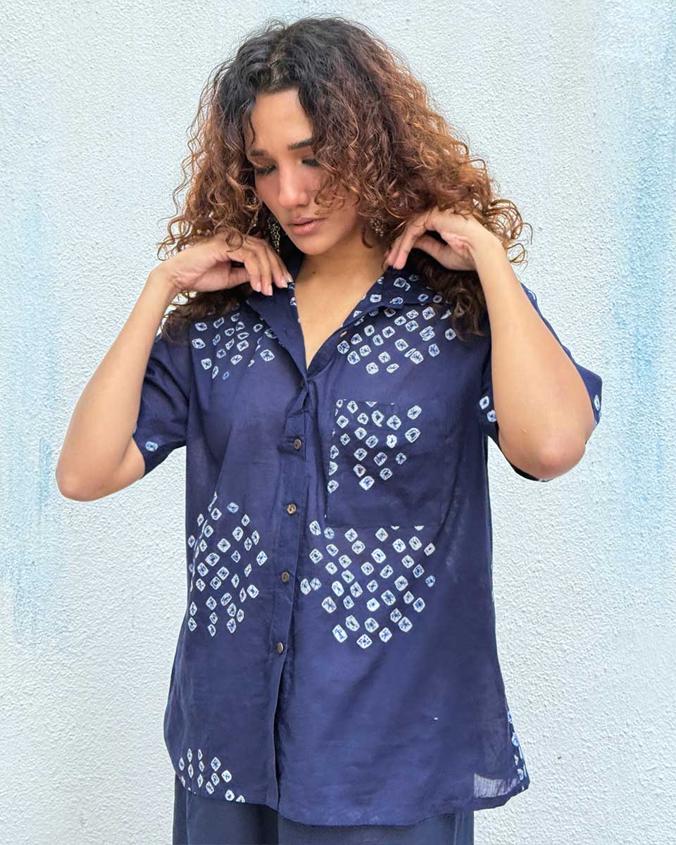 Iris Bandhej Cotton Shirt