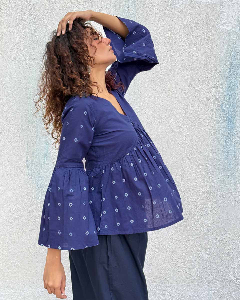 Bluebird Bandhej Cotton Top