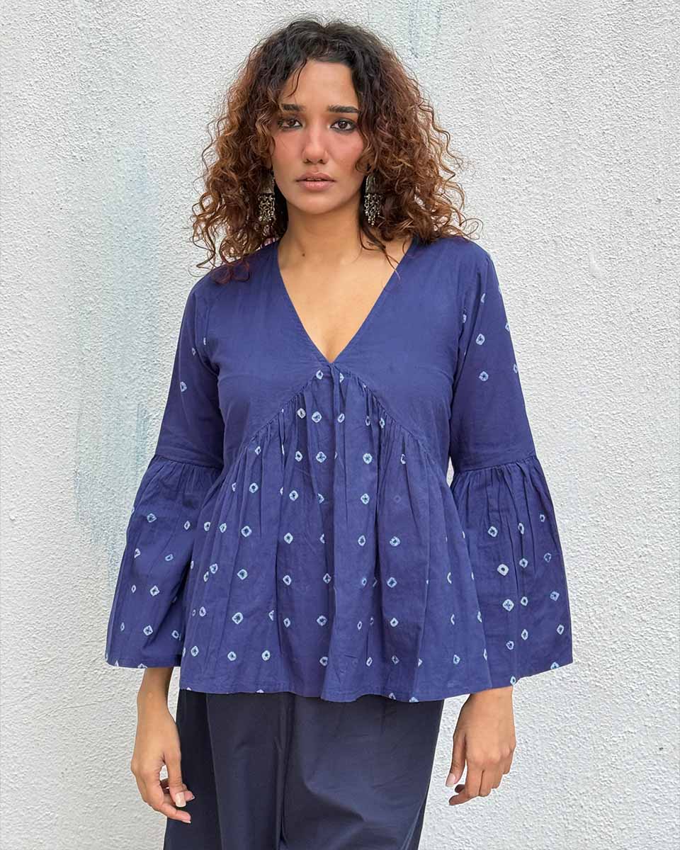 Bluebird Bandhej Cotton Top