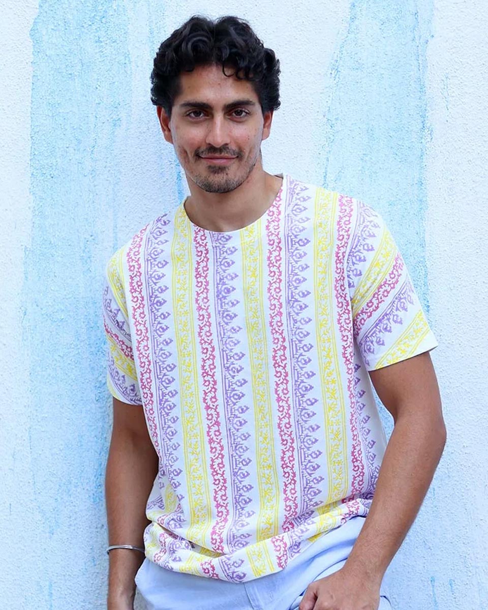 Janan Multi Colours Hand Block Print Cotton T- Shirt - TOF