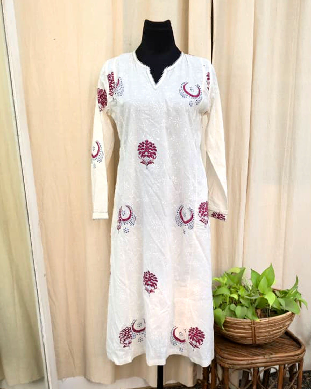 Heritage White Hand block Print Kurta  - Love Despite