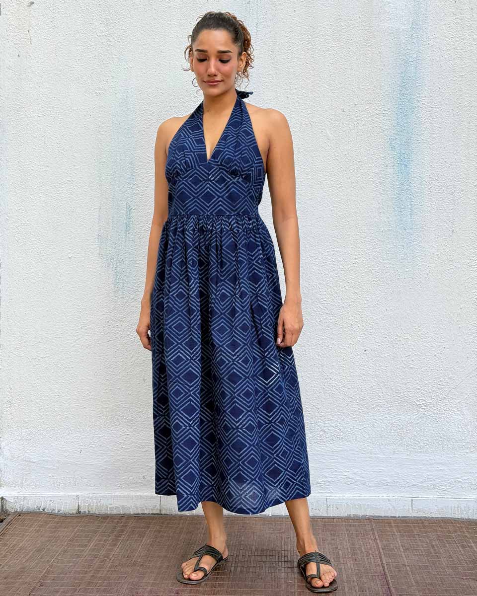 Bohème Blockprinted Cotton Dress