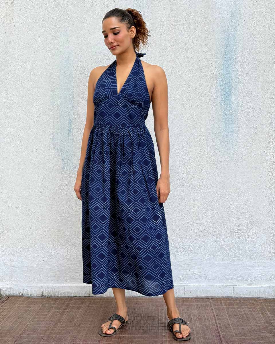 Bohème Blockprinted Cotton Dress