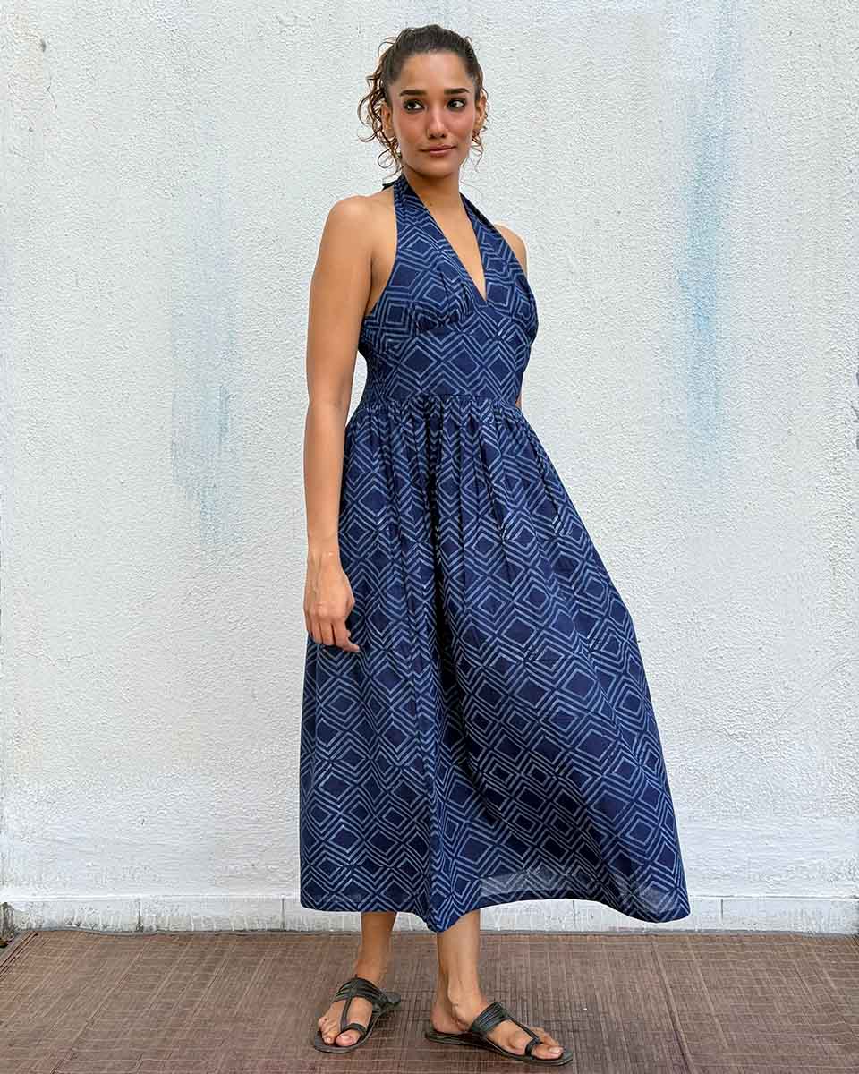 Bohème Blockprinted Cotton Dress