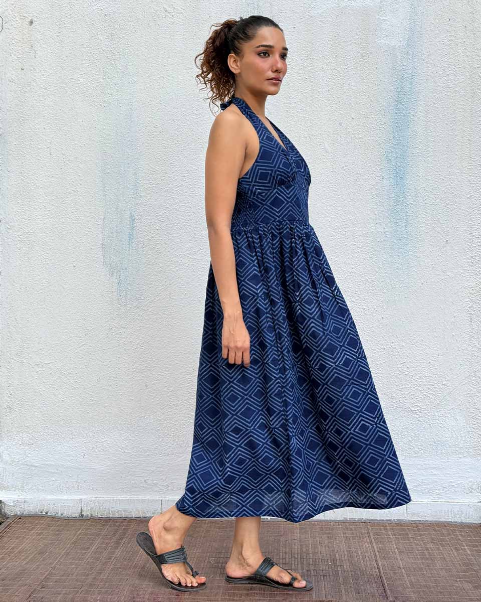 Bohème Blockprinted Cotton Dress