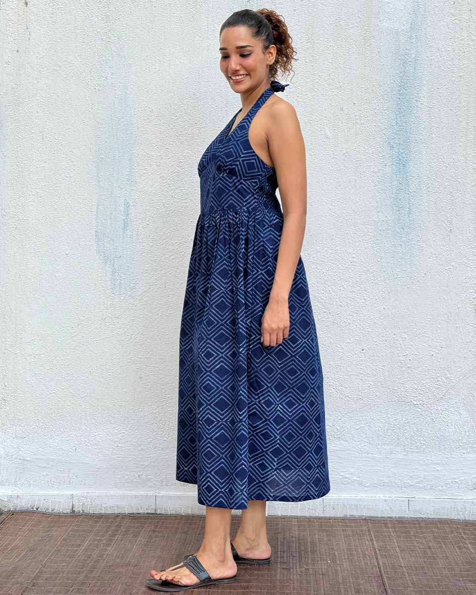 Bohème Blockprinted Cotton Dress