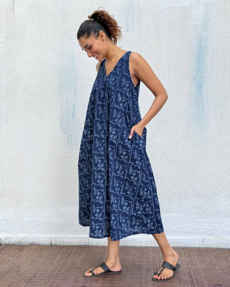 Bluets Blockprinted Cotton Dress