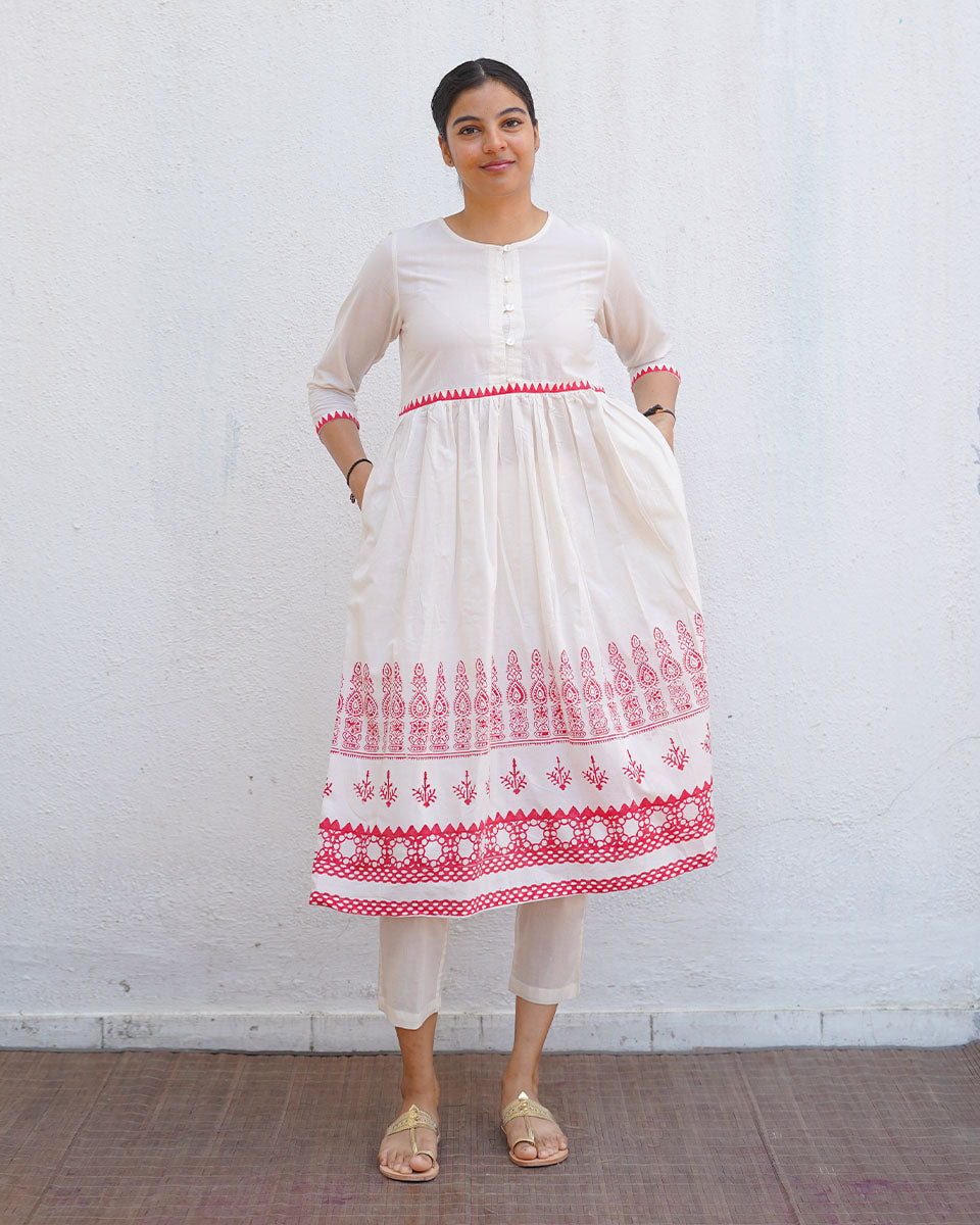 Zubeira Blockprinted Cotton Kurta Set - BGVL