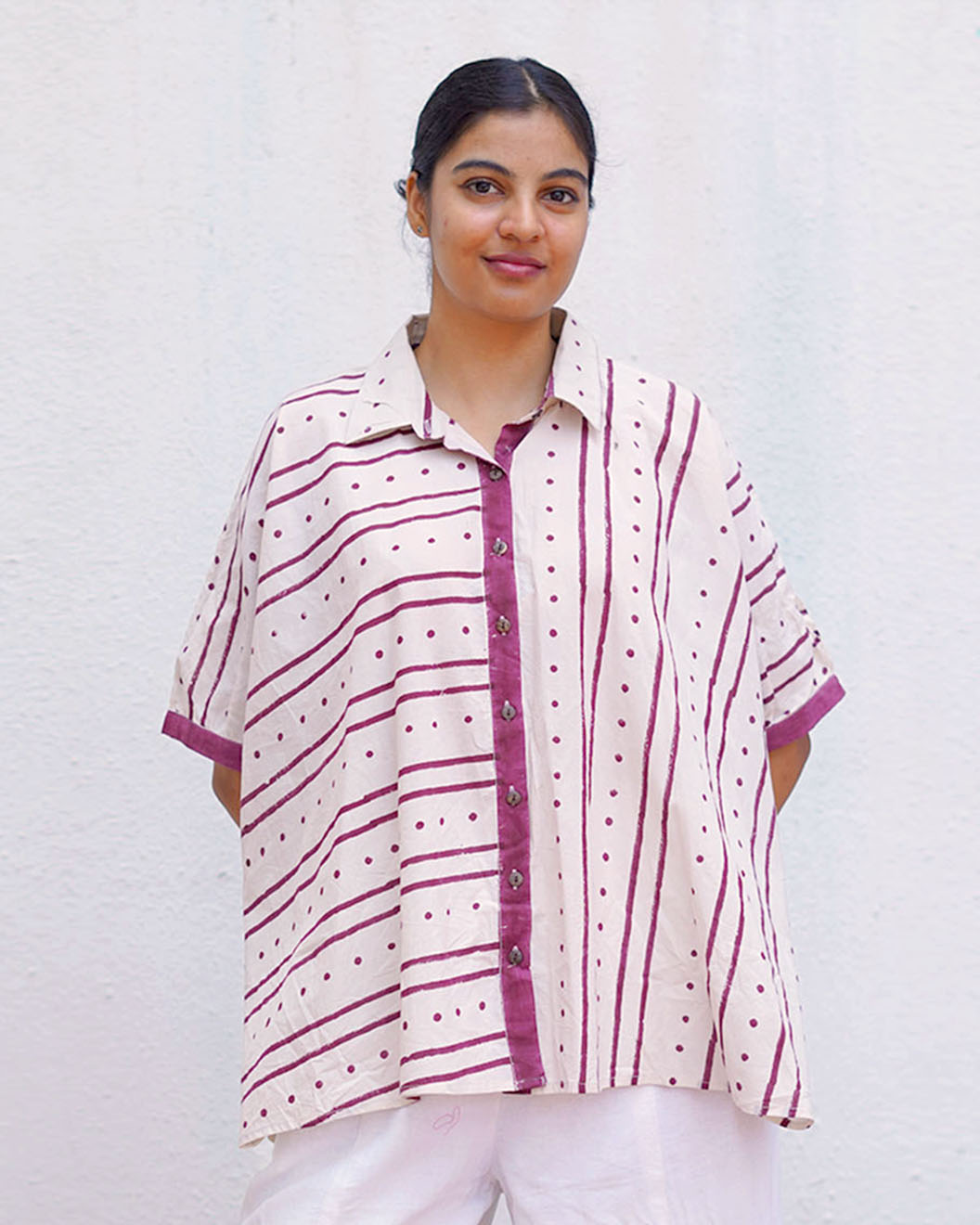 Megha Re Ivory Block Printed Cotton Shirt - WW