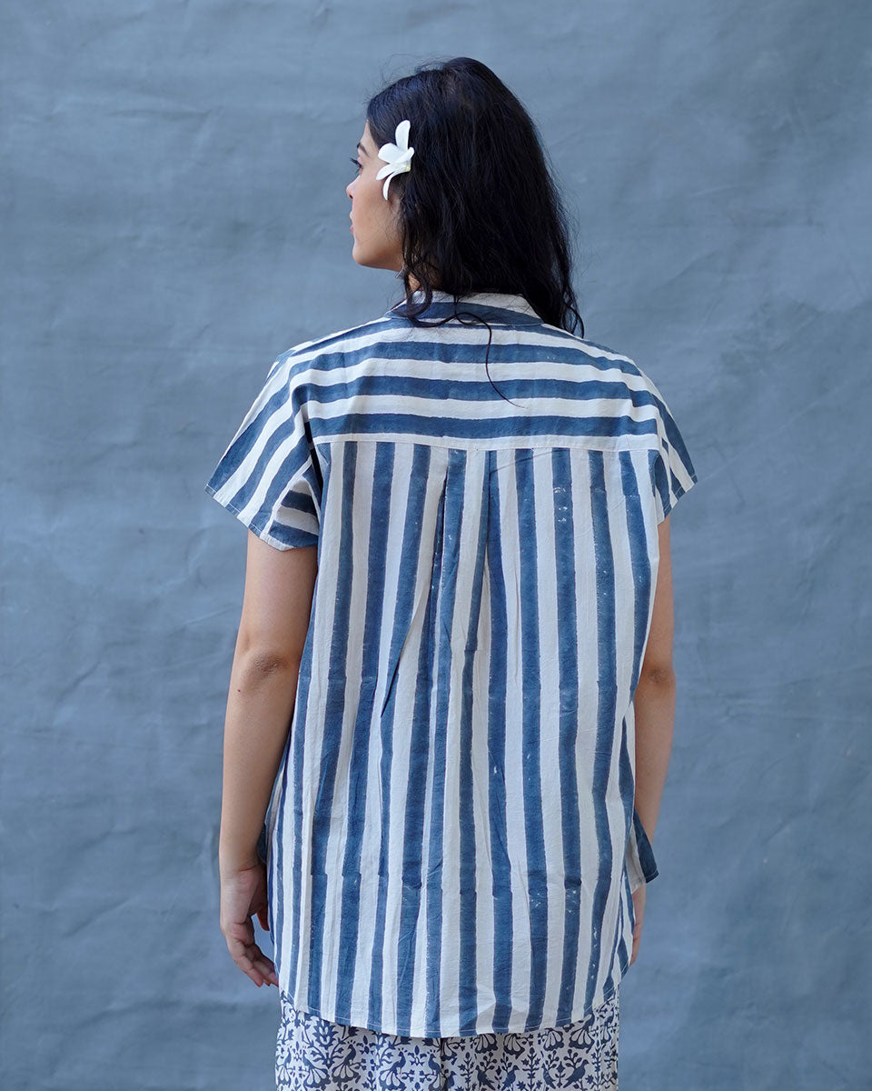 Melted Dusk Grey Block Printed Shirt - BMS