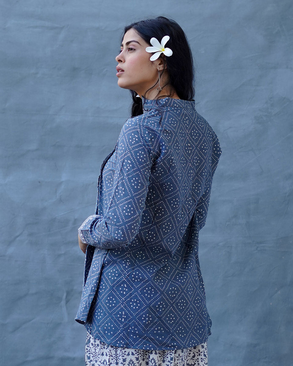Silt Light Grey Block Printed Top - BMS