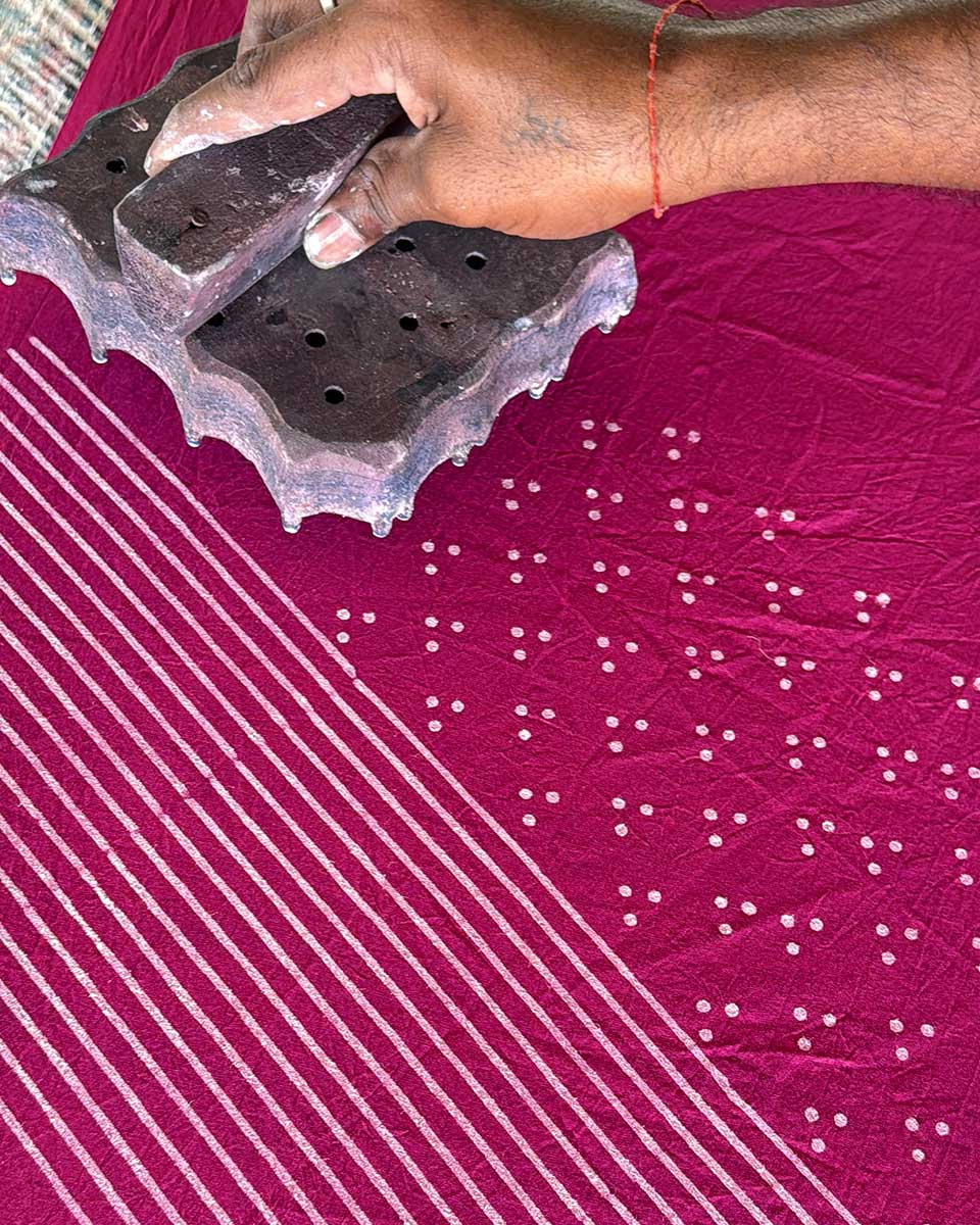 Koyal Pink Handblock Print Cotton Saree - BFG