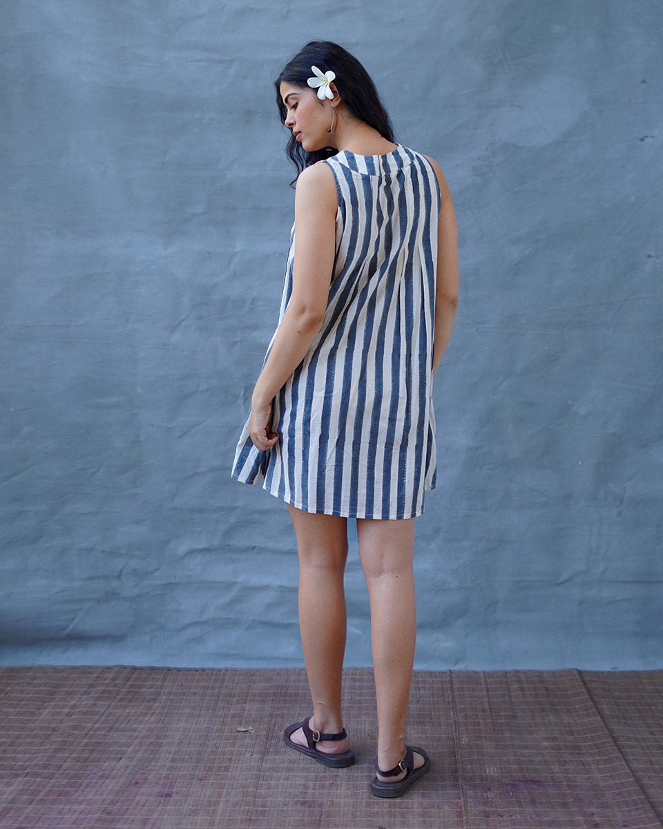 Monsoon Tide Grey Block Printed Dress - BMS