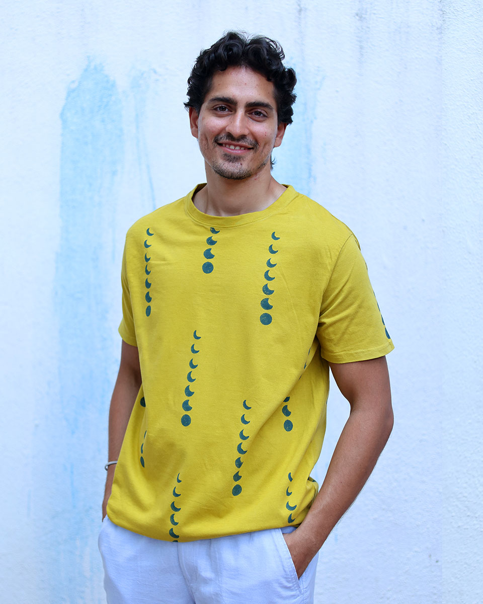 Barkat Mustard Yellow Hand Block Print Cotton T- Shirt - TOF