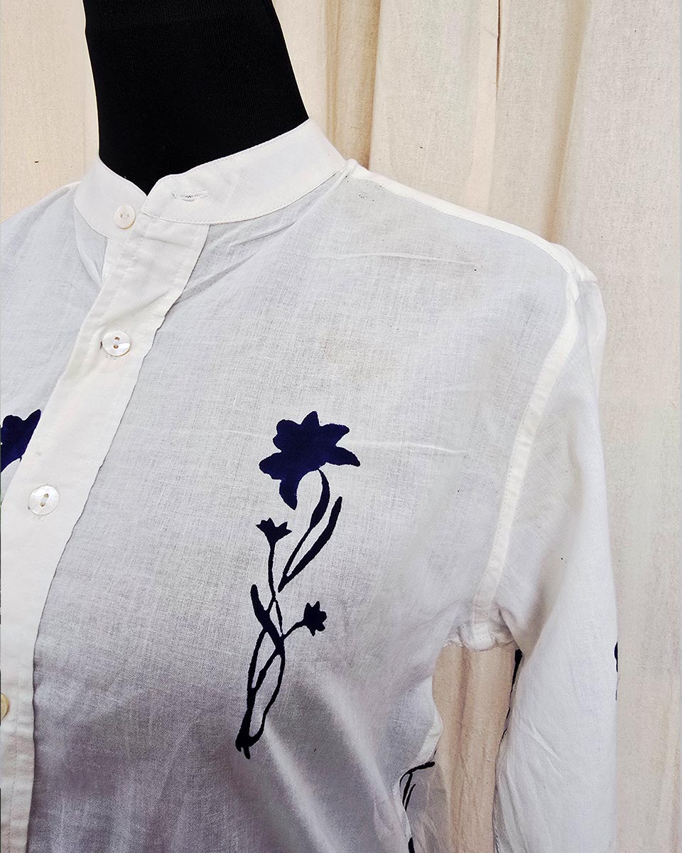 Ronit White Handblock Print Cotton Shirt - Love Despite
