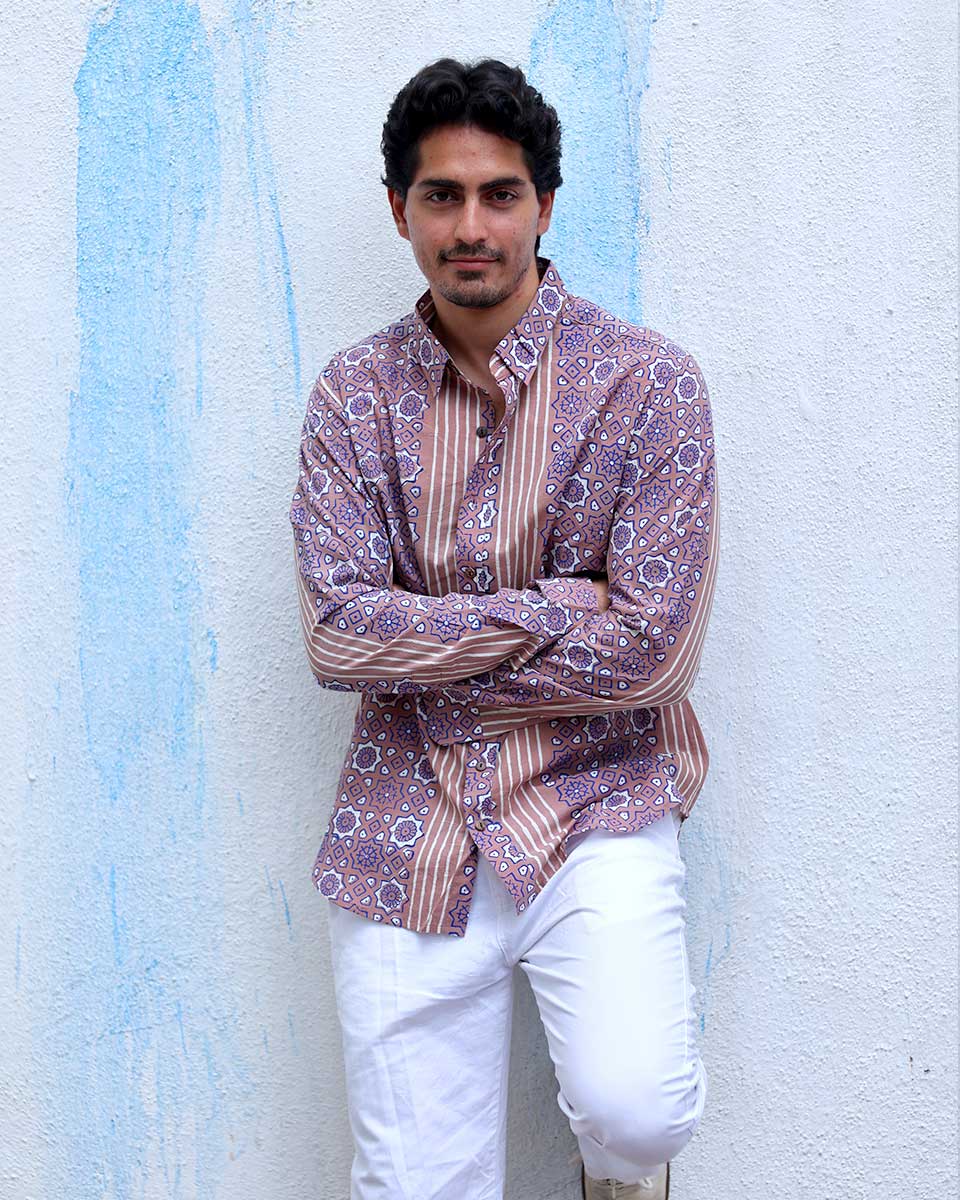Revaaz Multi Colours Hand Block Print Cotton Shirt -TOF