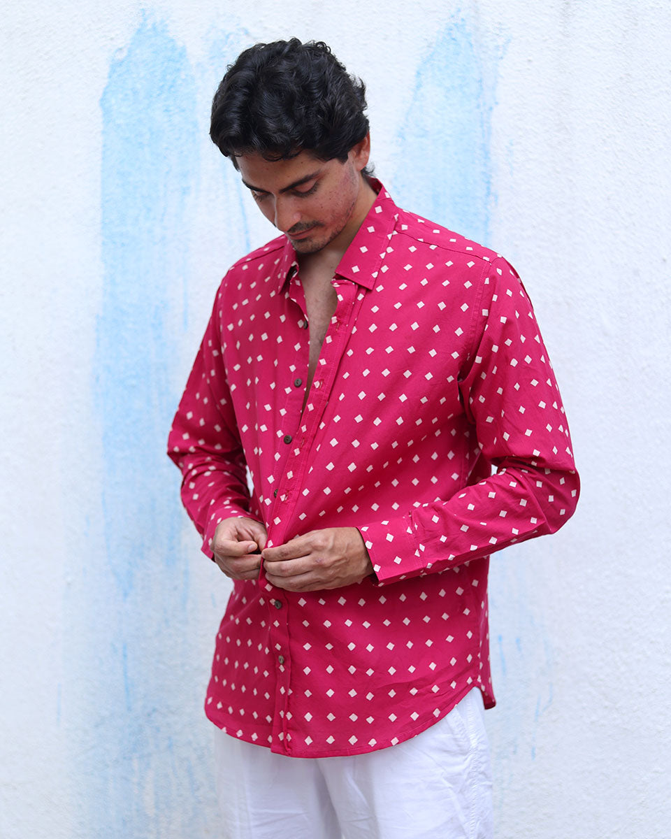 Musafir Pink Hand Block Print Cotton Shirt - TOF