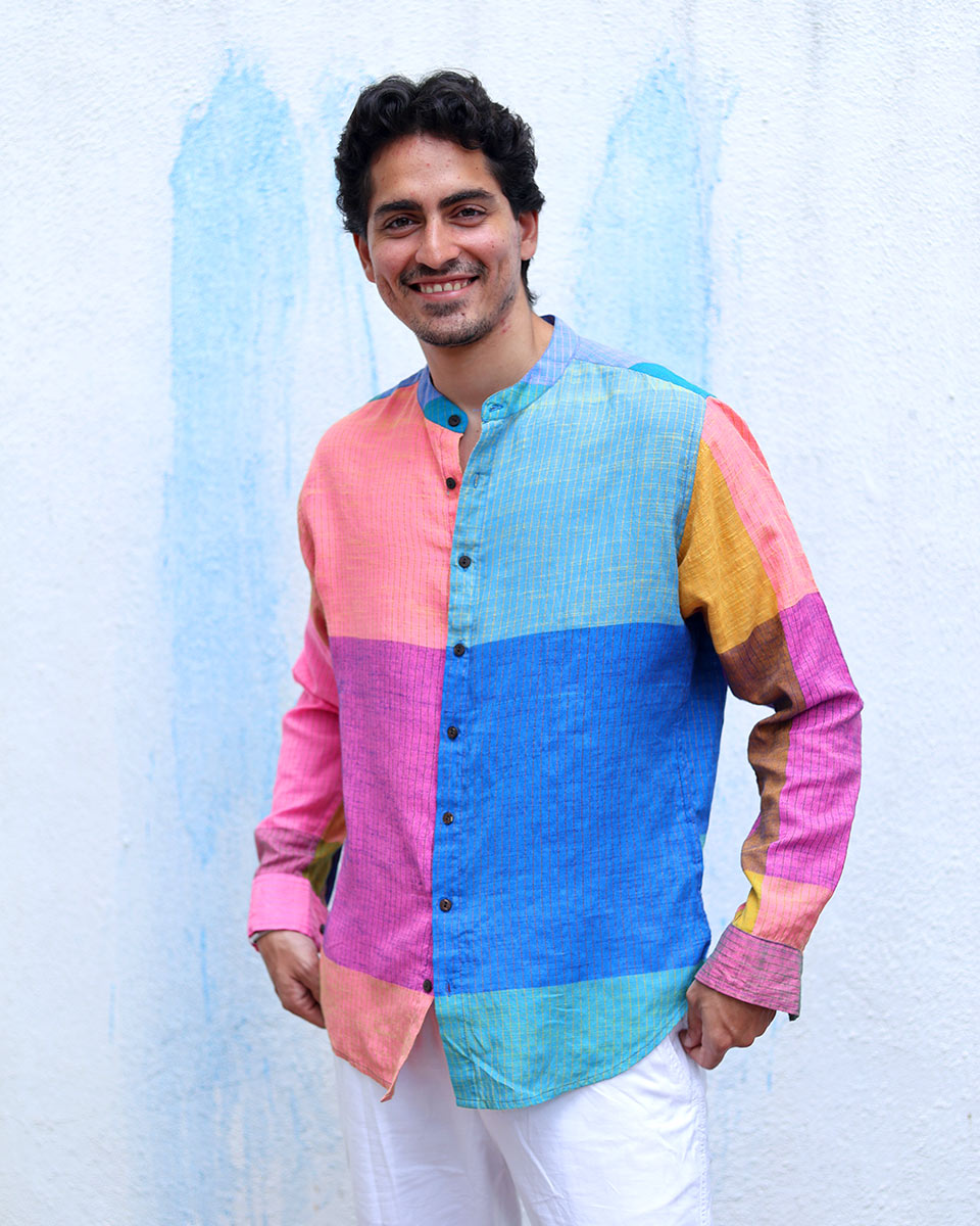 Aarav Multi Colours Handwoven Cotton Shirt - TOF