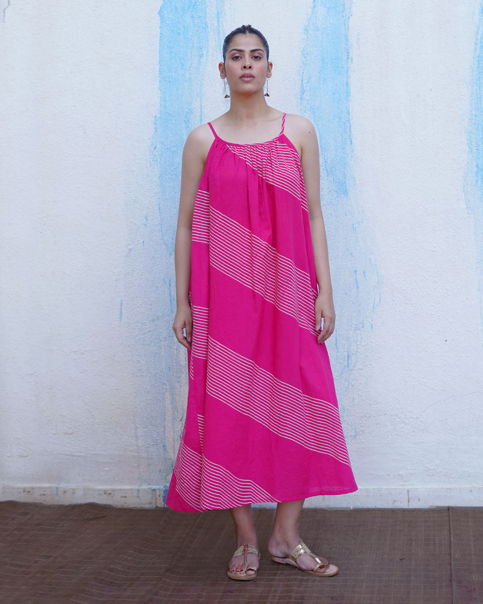 Titli Pink Handblock Print Cotton Dress - BFG