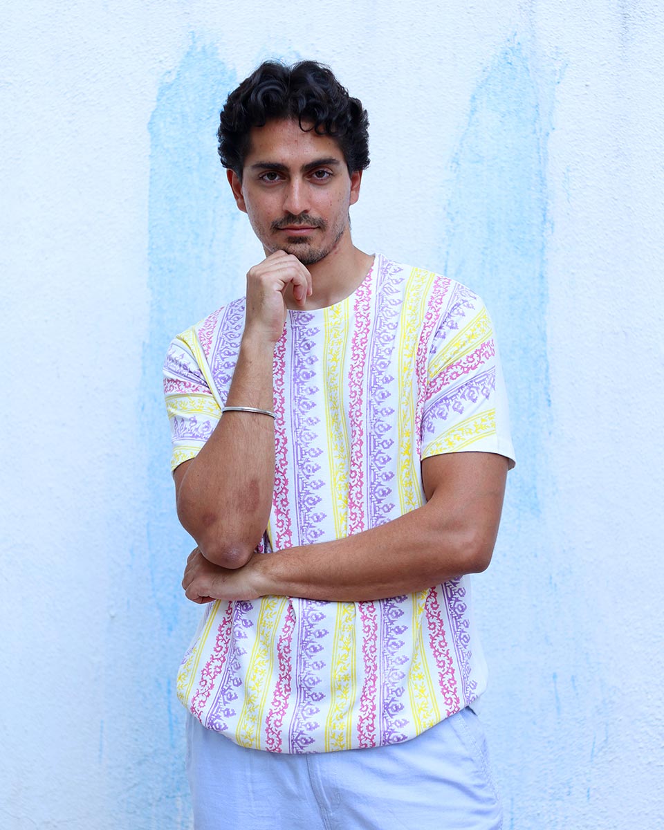 Janan Multi Colours Hand Block Print Cotton T- Shirt - TOF