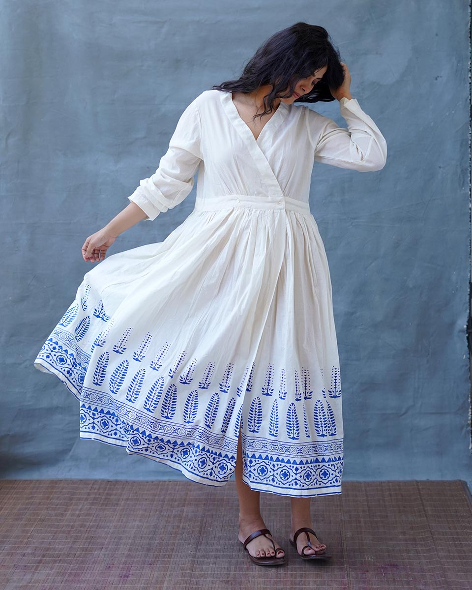 Aestas Block printed Cotton Dress - BGVL