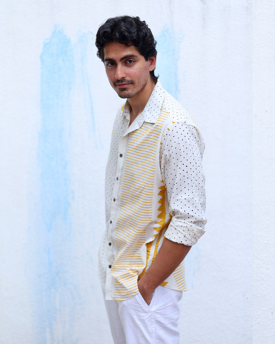 Muraad Multi Colours Hand Block Print Cotton Shirt -TOF